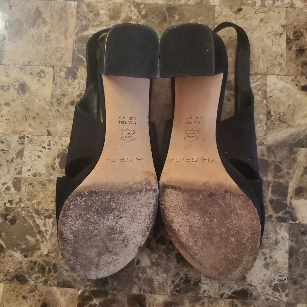 VIA SPIGA Suede Platform CrossStrap Slngbk Sandal Heels 7.5M Black Y2K going out